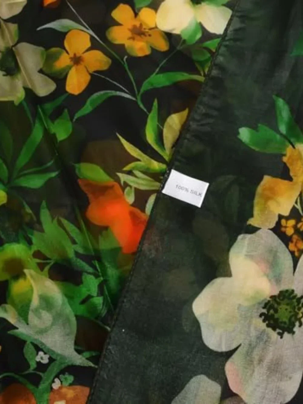 100% Mulberry Silk Scarf 69x43 Floral Long Shawl Wraps Office Wear Travel Photo